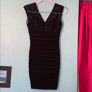 Black lace/layer midi/mini tight dress, size 5/6